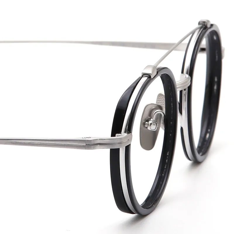 Right view pure titanium round eyeglass frames