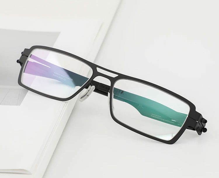 Screwless Stainless Steel Eyeglass Frames Black