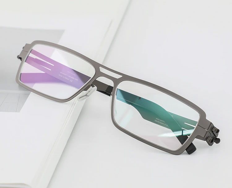 Screwless Stainless Steel Eyeglass Frames Gray
