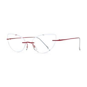 PRAIRIE Titanium IP Plating Rimless Cat-Eye Glasses Frames Red