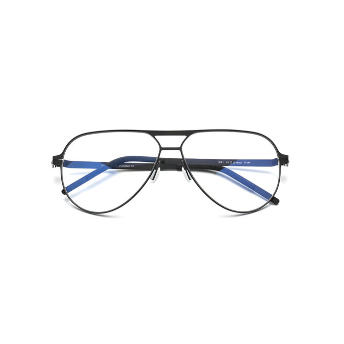 Black-Aviator-Interlocking-Hinge-Eyeglass-Frames