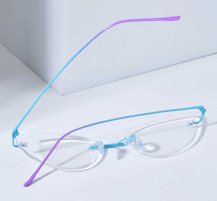 PRAIRIE Titanium IP Plating Rimless Cat-Eye Glasses Frames
