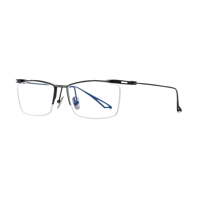 Black-Semi-Rimless-Titanium-Eyeglass-Frames-Detail
