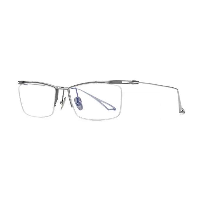 Silver-Semi-Rimless-Titanium-Eyeglass-Frames