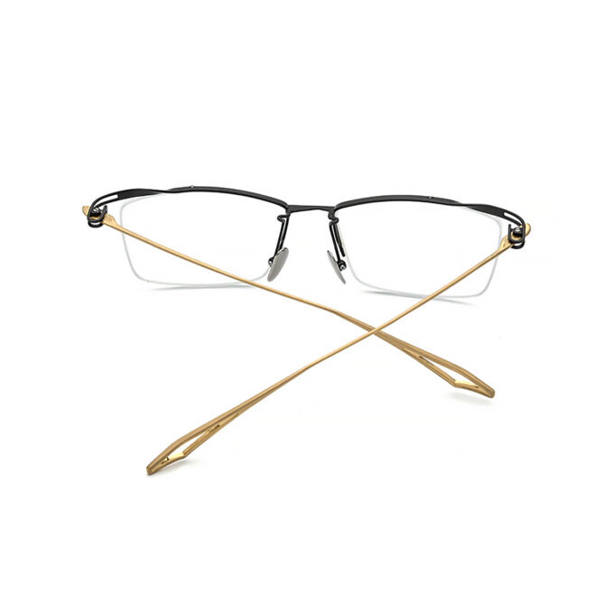 Black-Gold-Semi-Rimless-Titanium-Eyeglass-Frames