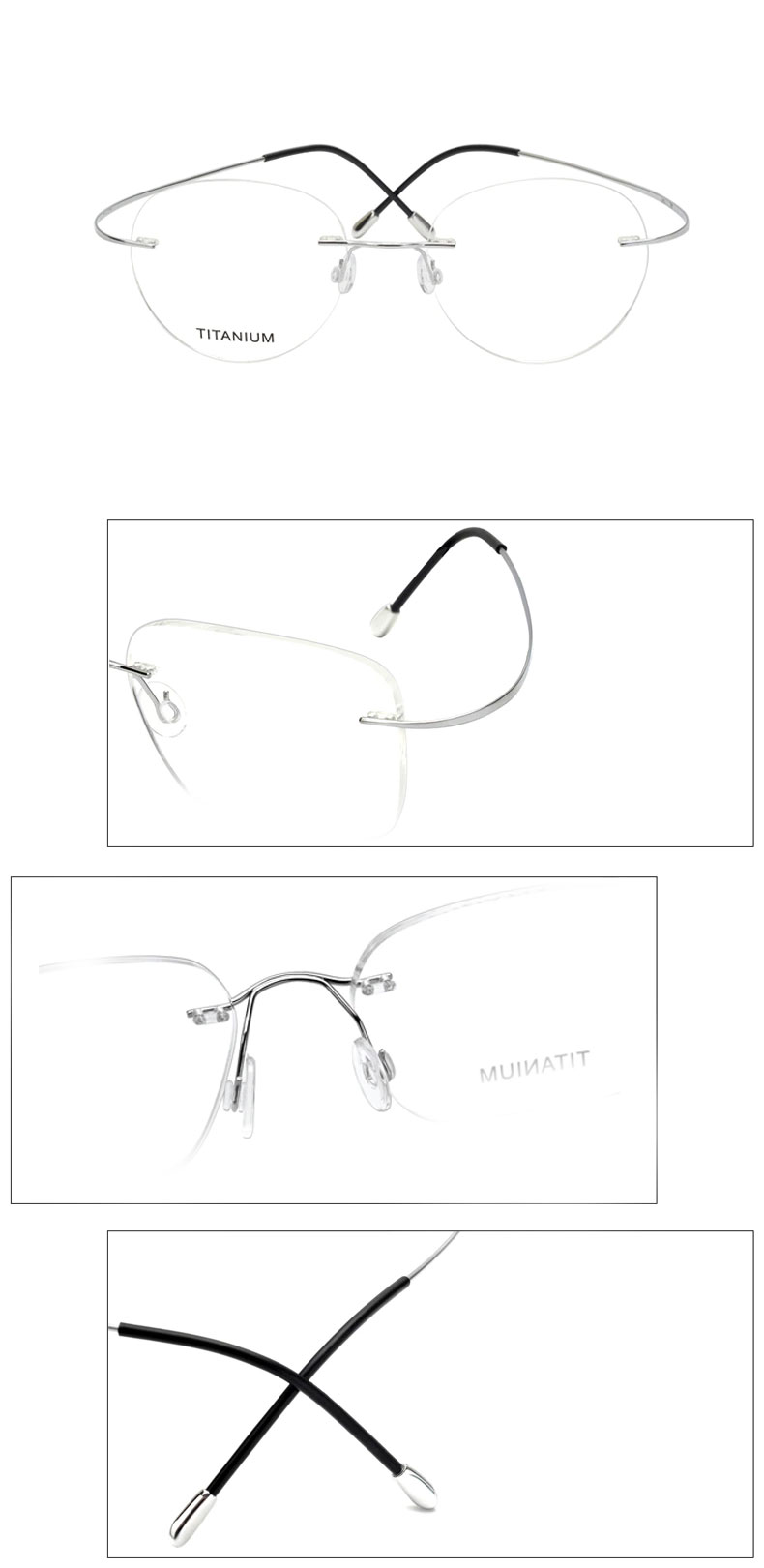 Rimless memory titanium eyeglass frames