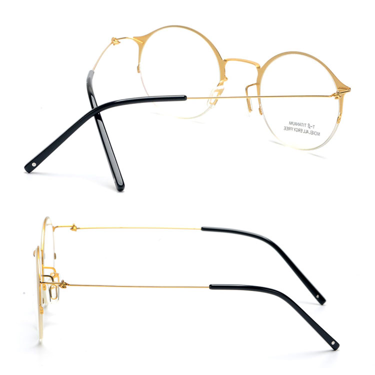 Round Semi Rimless Titanium Eyeglass Frames