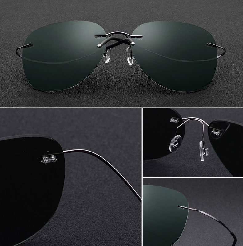 Shop Unisex Aviator Rimless Sunglasses Online