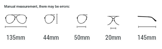 SPRINGFIELD TT Dual-Bridge Round Wire Glasses Size Diagram 50mm Lens 19mm Bridge 140mm Temple