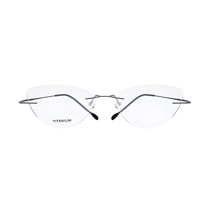Black-Rimless-Cat-Eye-Titanium-Memory-Metal-Eyeglass-Frames