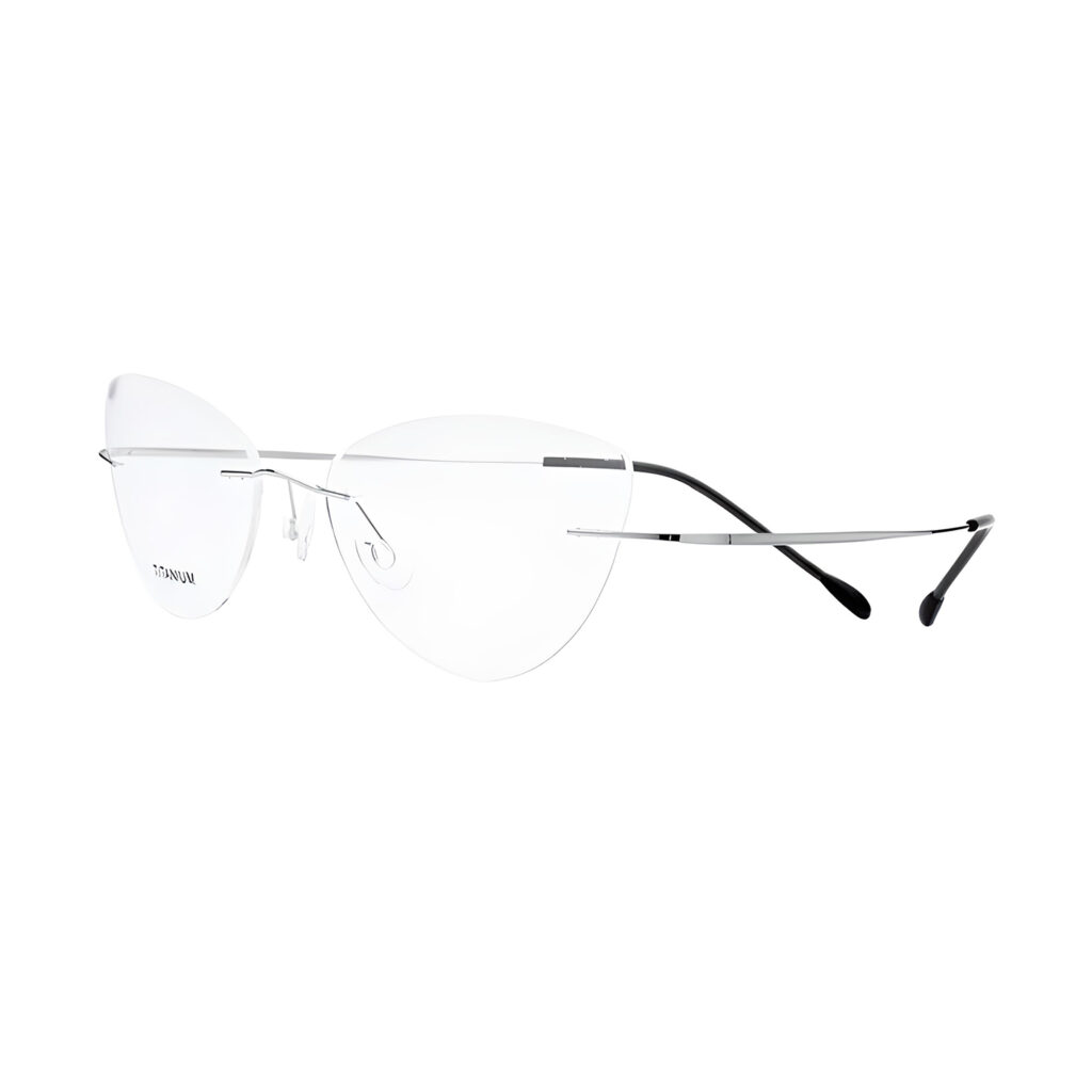 Rimless Cat-Eye Titanium Memory Metal Eyeglass Frames