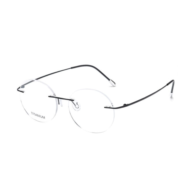 Titanium-Memory-Metal-Rimless-Eyeglass-Frames-Black