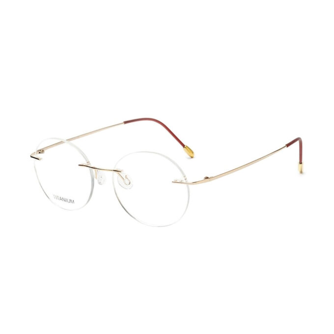 Titanium-Memory-Metal-Rimless-Eyeglass-Frames-Gold