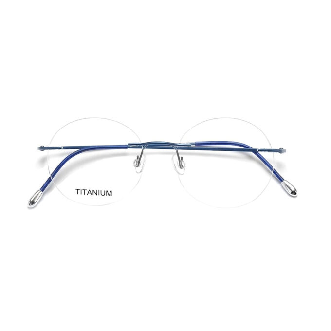 Titanium-Memory-Metal-Rimless-Eyeglass-Frames-Blue