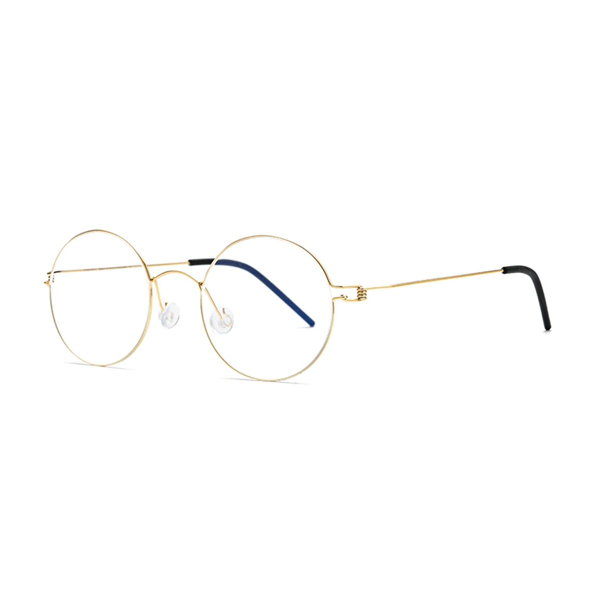 Emory Gold Small Round Circle Spectacle Eyeglass Real Glass Lens Optical Frame 