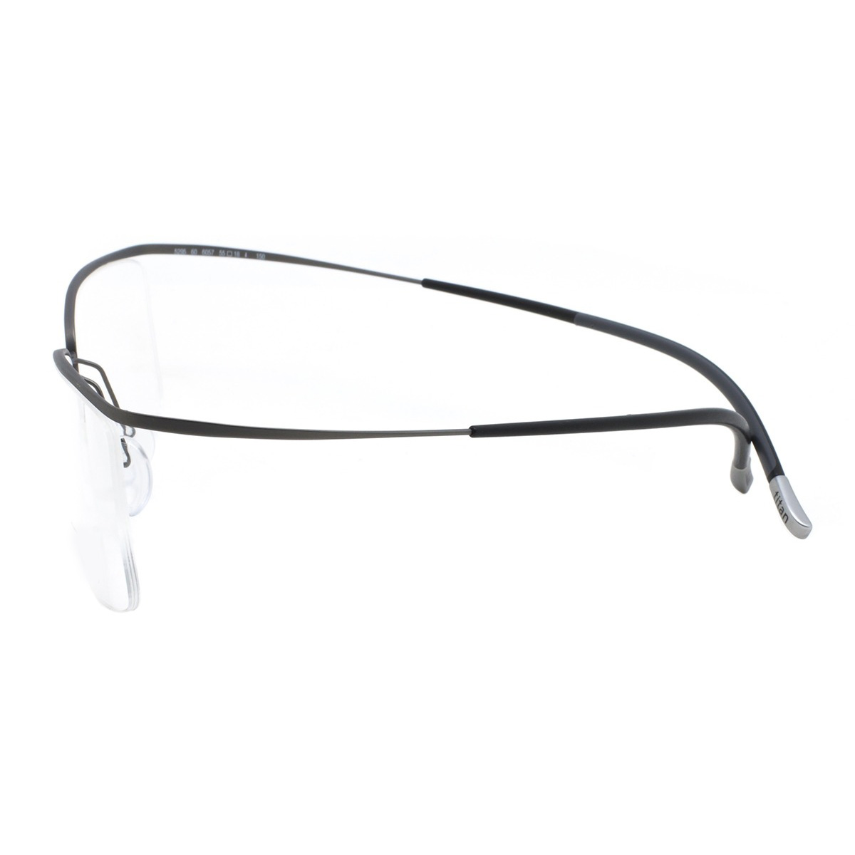 Rectangular Wrap Semi-rimless Sunglasses Man Black Silver Metal