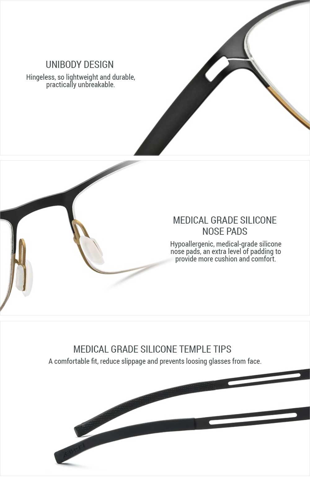 nibody Titanium Memory Metal Rectangular Eyeglass Frames