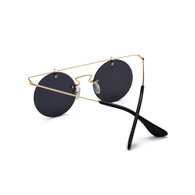 Round Semi Rimless Sunglasses Gold