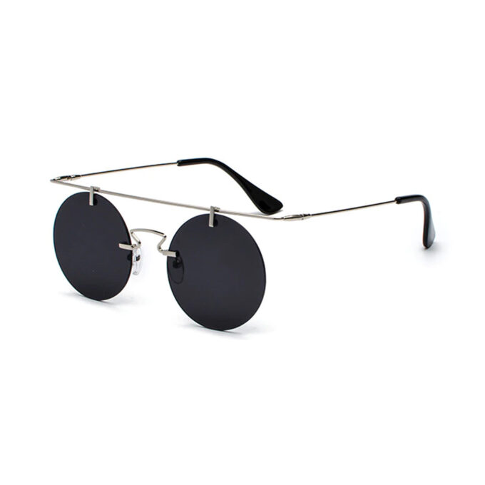Round Semi Rimless Sunglasses Silver