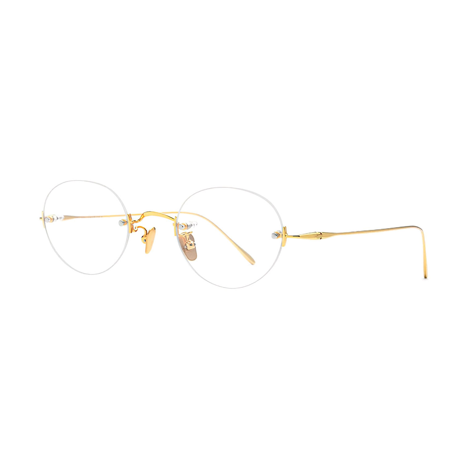 Rimless frames made out of metal alloy for women. It comes adjustable  silicone nose pads and acetate temple tips. Thi…