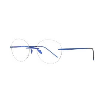 Blue-Rimless-Round-Titanium-Eyeglass-Frames