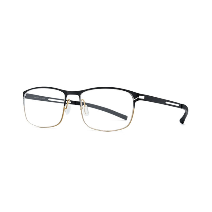 Black-Unibody-Titanium-Memory-Metal-Rectangular-Eyeglass-Frames