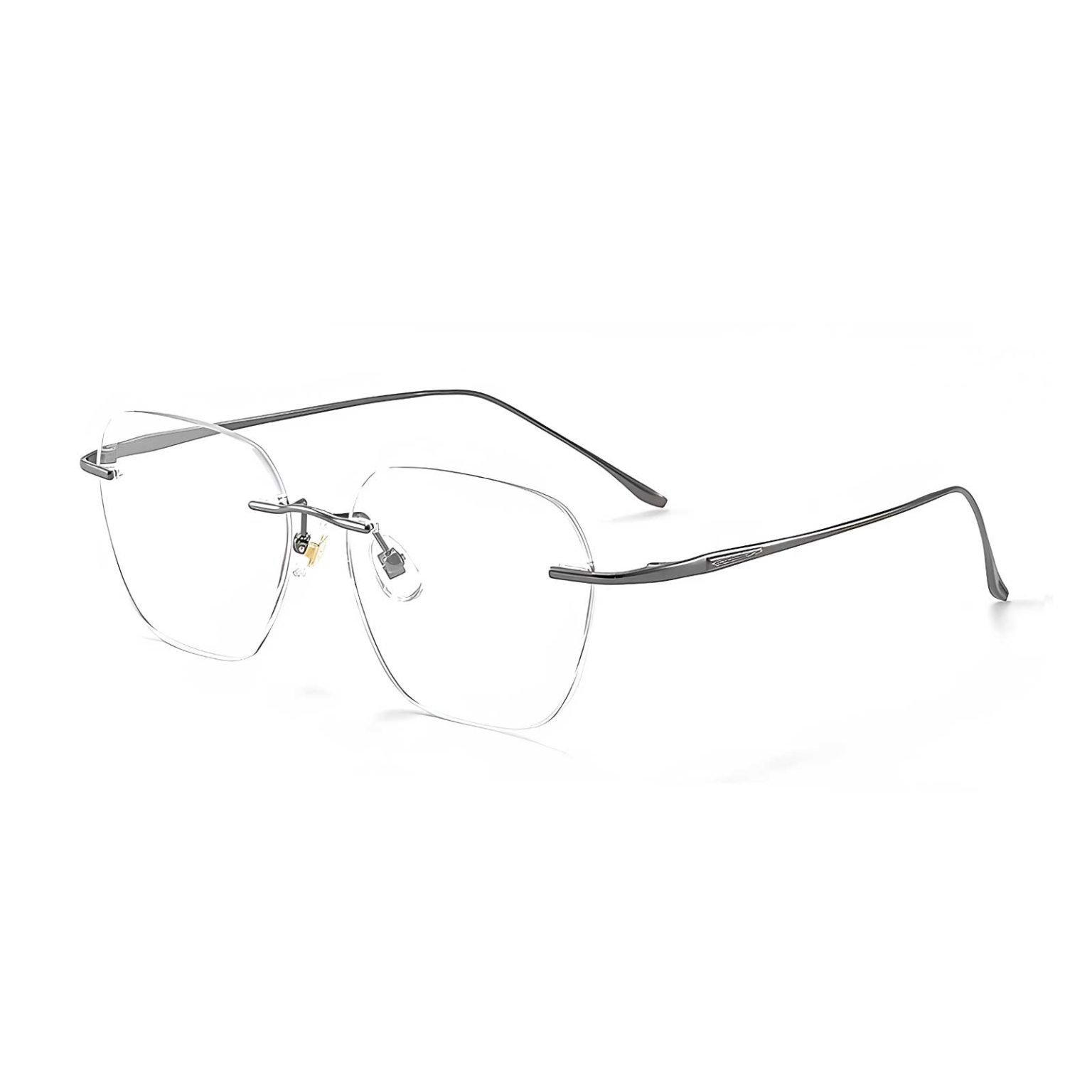 Elevate Your Style With Pure Titanium Rimless Aviator Square Eyeglasses 8445