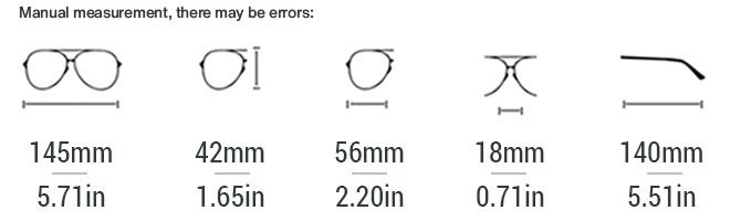 SCENIC Screwless Titanium Sunglasses Size Chart – Lens 56mm, Bridge 18mm, Temple 140mm