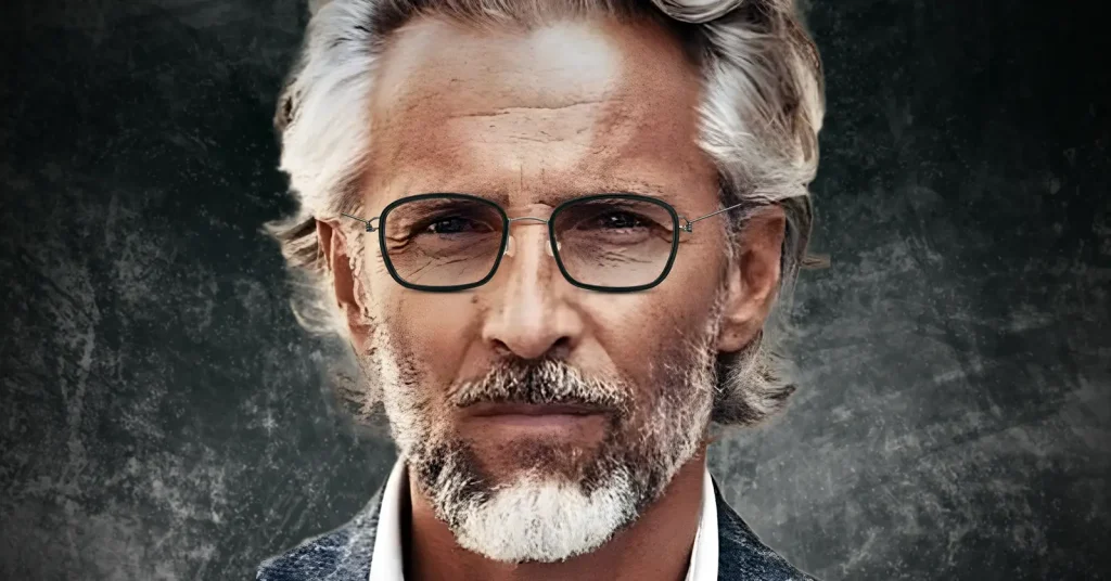 Man Wearing Retro titanium eyeglass frames