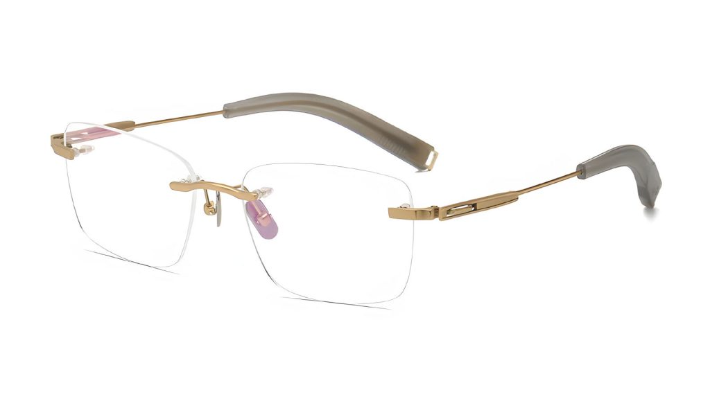 HIRO rectangle rimless eyeglasses for men