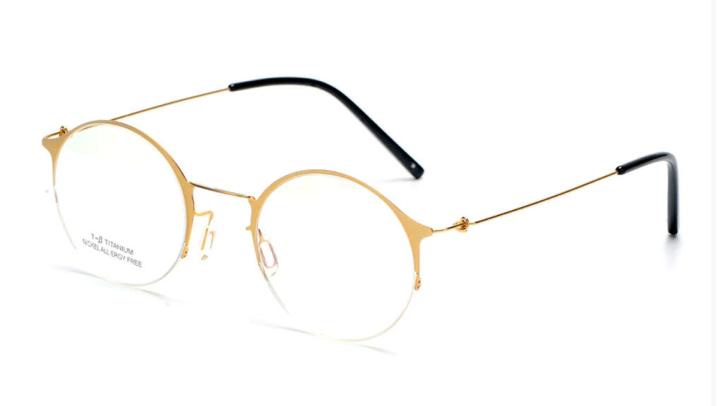 PEORIA Round Semi Rimless Titanium Eyeglass Frames