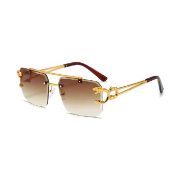 PANTHER Metal Alloy Rimless Sunglasses Brown