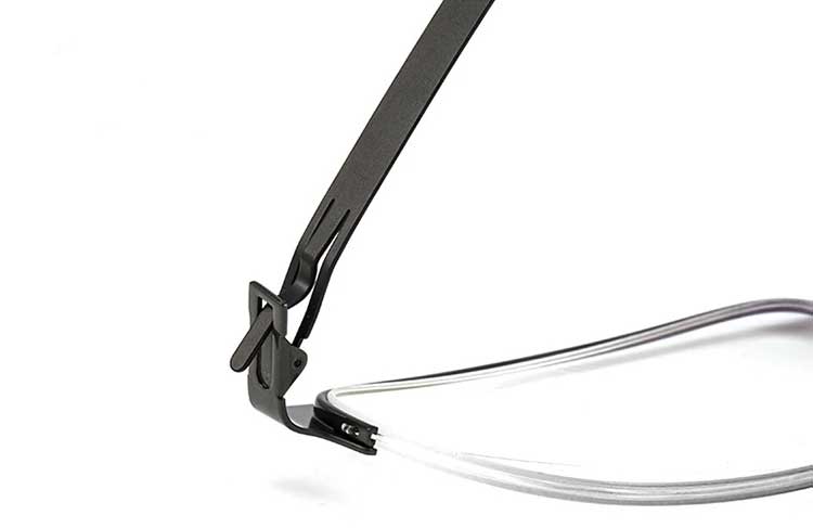 IKER Semi Rimless Titanium Frame screwless interlocking hinge detail