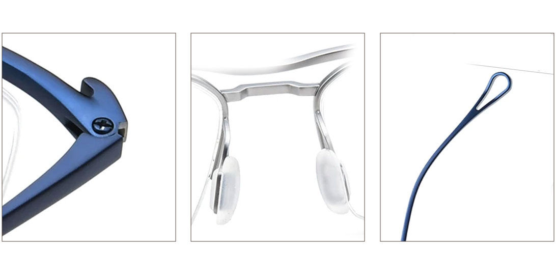 CONCORDE Titanium Browline Eyeglass Frames detail view