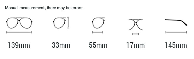 CONCORDE Titanium Browline Eyeglass Frames size chart